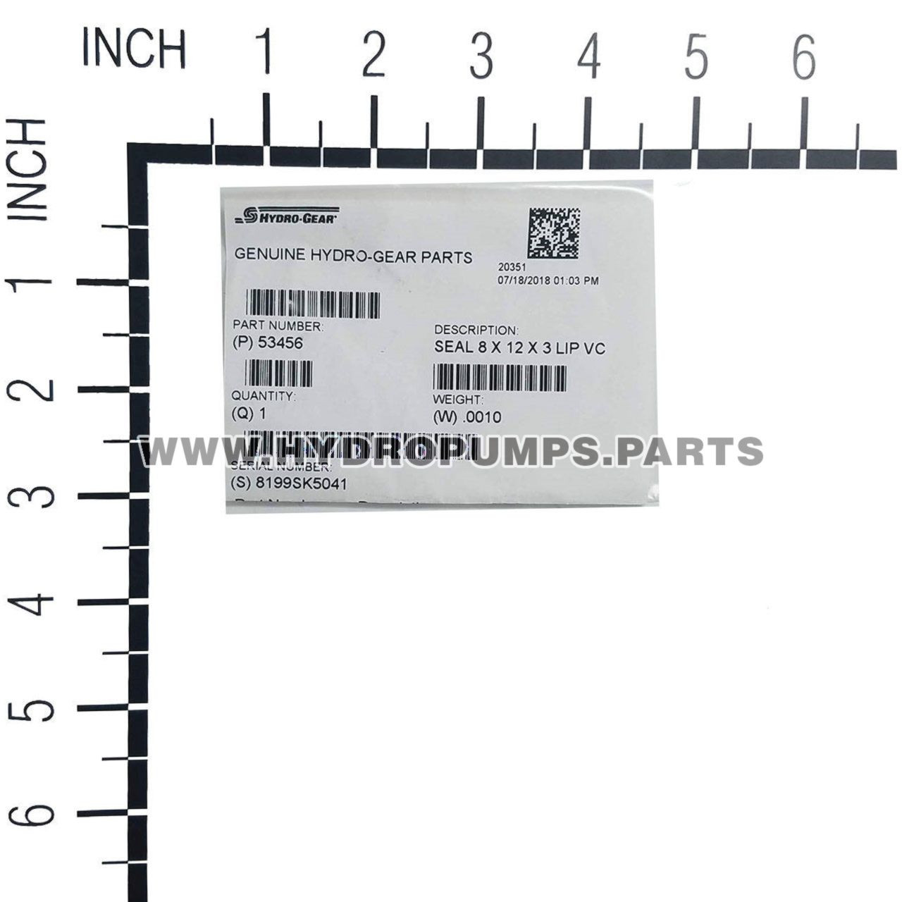 HYDRO GEAR 53456 Seal 8 X 12 X 3 Lip Vc - Genuine part
