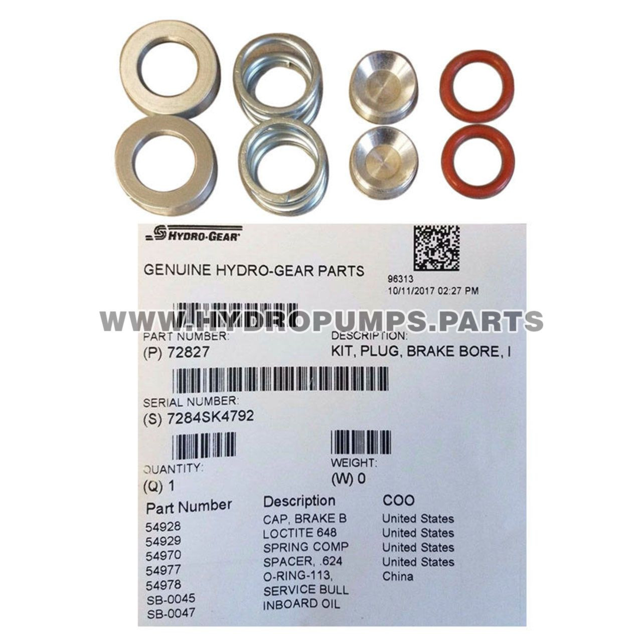 【S.N.Y.G.O】Mandara HYDRO GEAR 72827 Kit Plug Brake Bore Inboard - Genuine part