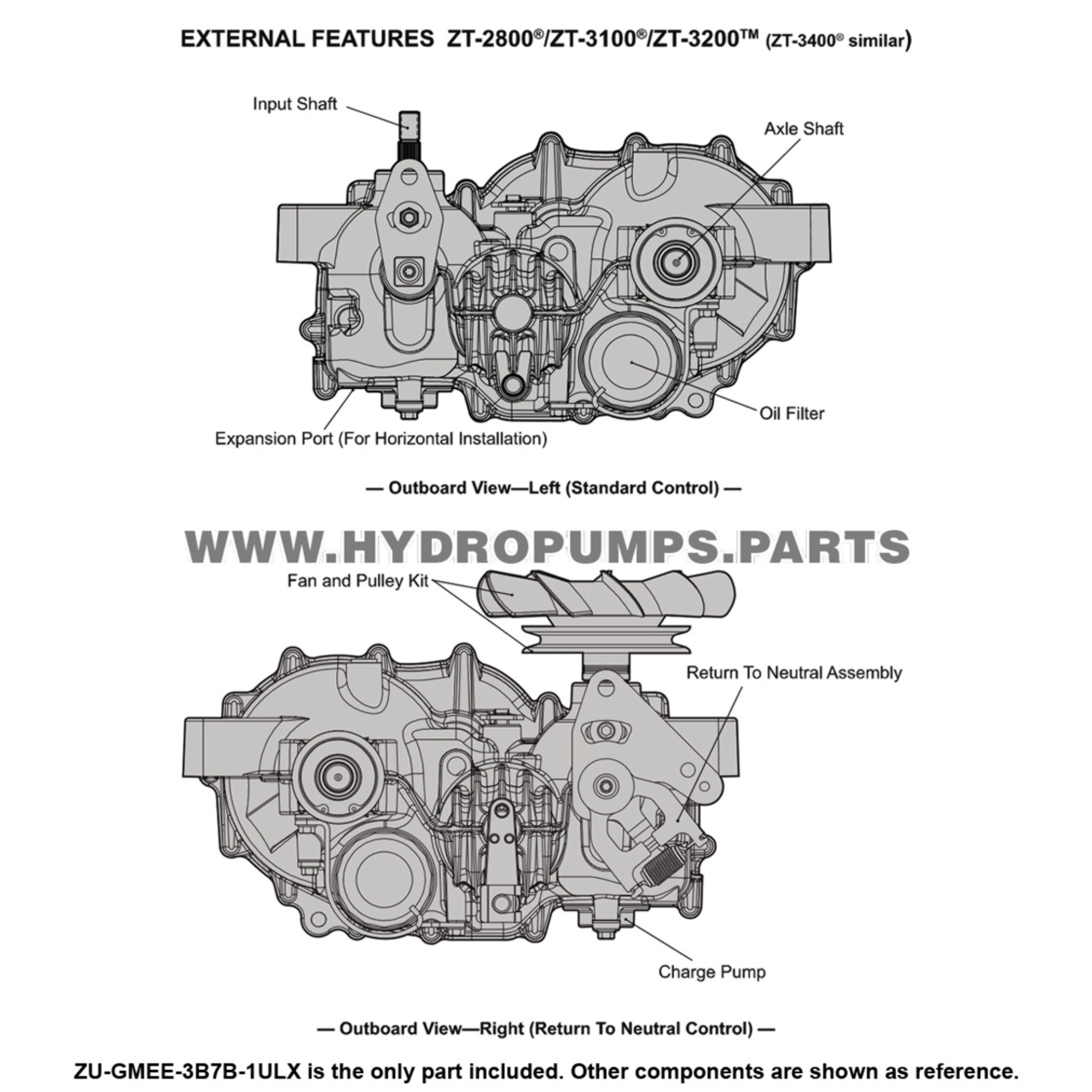 Hydro-Gear ZU-GMEE-3B7B-1ULX - Zt-3400 Transaxle - Genuine