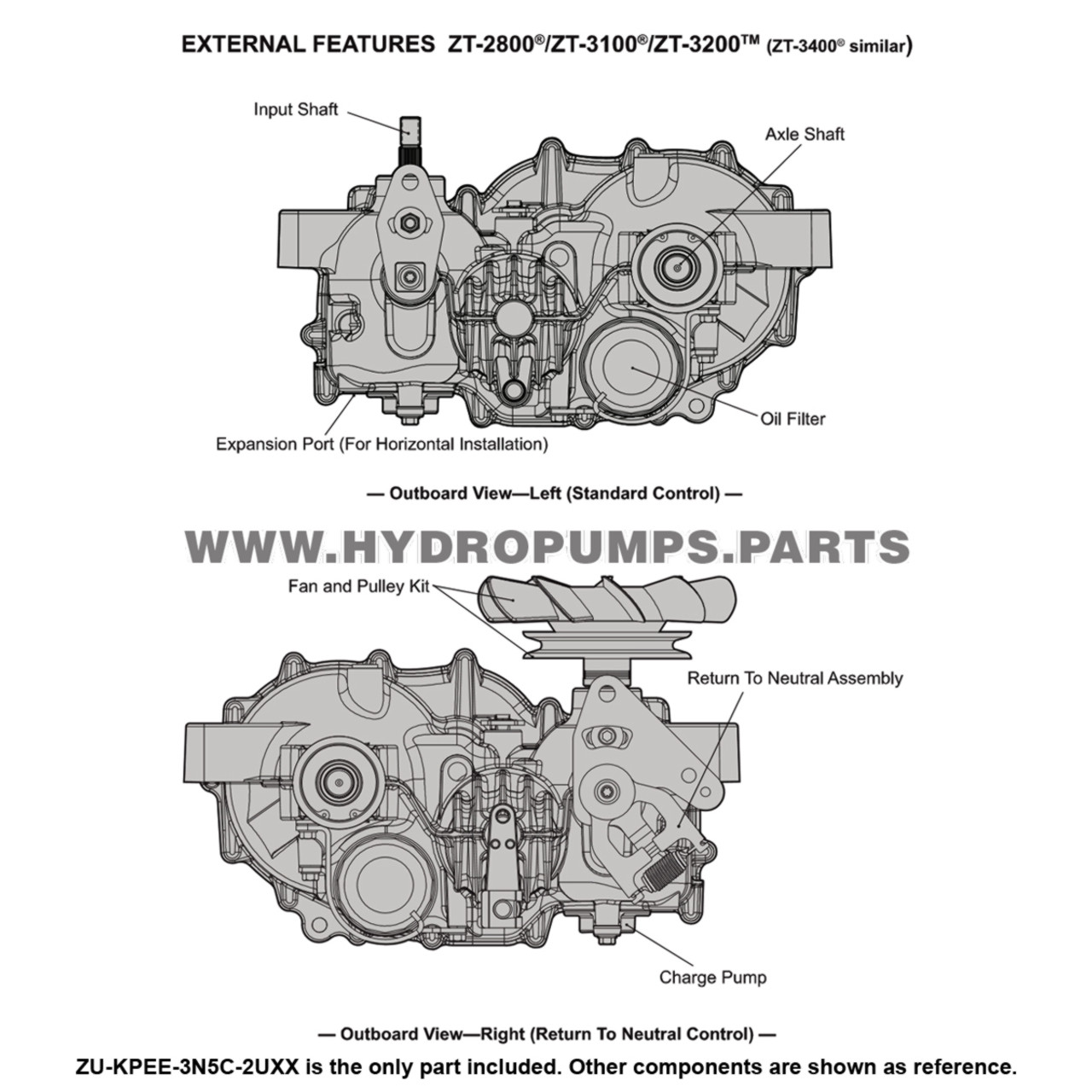 Hydro-Gear ZU-KPEE-3N5C-2UXX - Zt-3400 Transaxle - Genuine