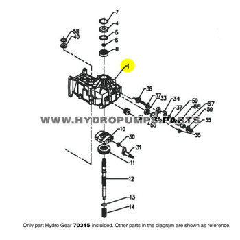 Parts lookup Hydro Gear 70315 BDR Housing Upper Kit OEM diagram
