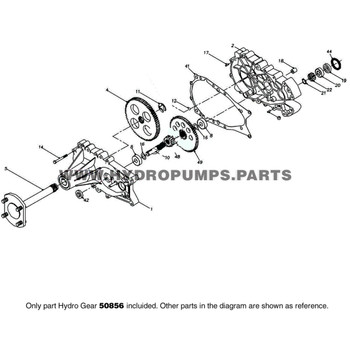 Parts lookup Hydro Gear 50856 Transaxle 5625 Housing Hydro Mount Mach OEM diagram