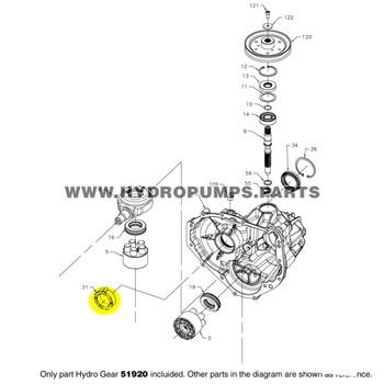Parts lookup Hydro Gear 51920 Transaxle 316-0410 Bearing Sleeve OEM diagram