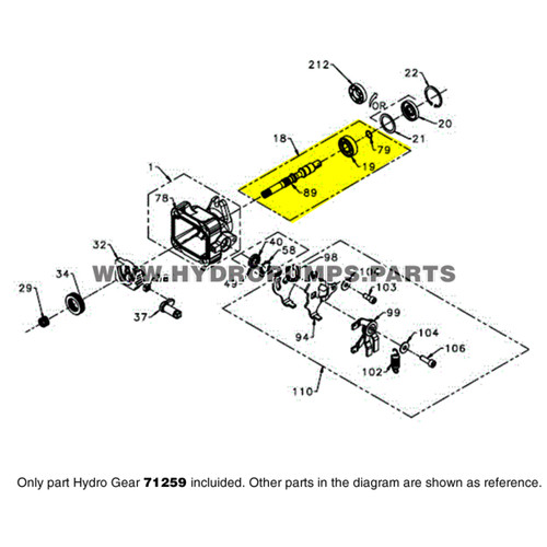 Parts lookup Hydro Gear 71259 PC-BGAA Pump Shaft 1/2" Keyed Stud Kit OEM (71259) diagram