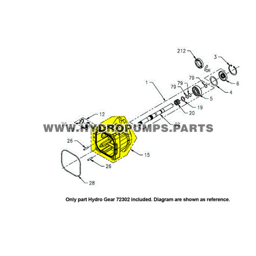 Parts lookup Hydro Gear 72302 PW Series Pumps Housing Kit OEM diagram