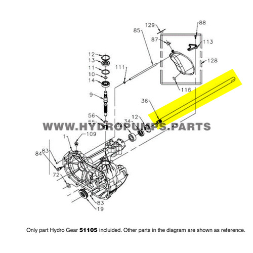 Parts lookup Hydro Gear 51105 Transaxle 618-0389 Axle Shaft OEM diagram