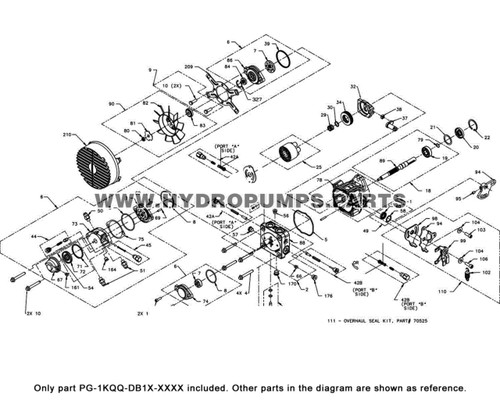 ÑParts lookup Hydro-Gear PG Hydraulic Piston Pump PG-1KQQ-DB1X-XXXX OEM diagram