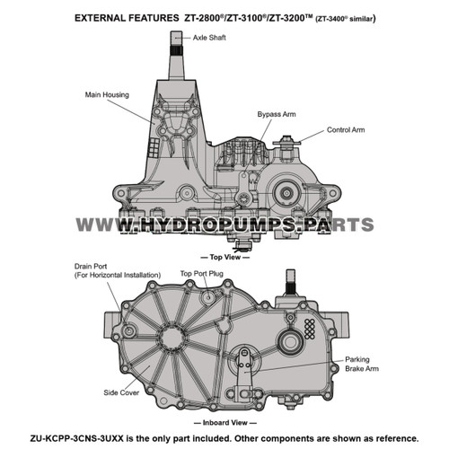 Parts lookup Hydro Gear ZU-KCPP-3CNS-3UXX ZT-3400 Transaxle OEM  diagram Parts lookup Hydro Gear ZU-KCPP-3CNS-3UXX ZT-3400 Transaxle OEM  diagram