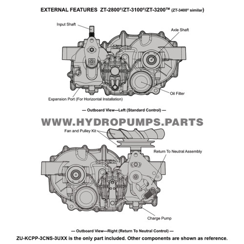 Parts lookup Hydro Gear ZU-KCPP-3CNS-3UXX ZT-3400 Transaxle OEM  diagram Parts lookup Hydro Gear ZU-KCPP-3CNS-3UXX ZT-3400 Transaxle OEM  diagram
