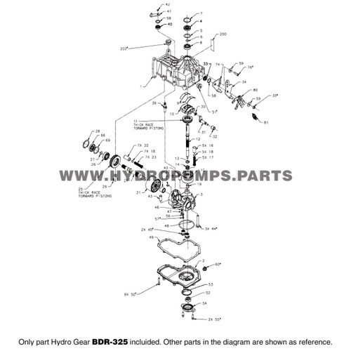 Parts lookup Hydro Gear BDR-325 Hydraulic Transmission OEM diagram