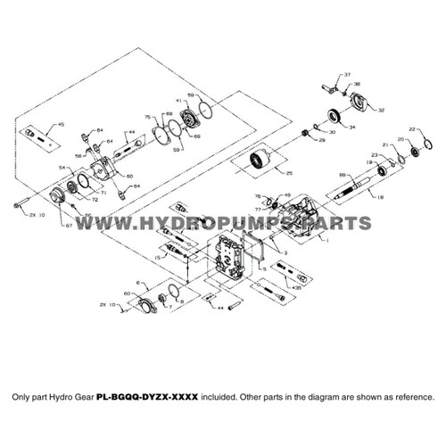 Parts lookup Hydro Gear PL-BGQQ-DYZX-XXXX PL Series Pump OEM diagram