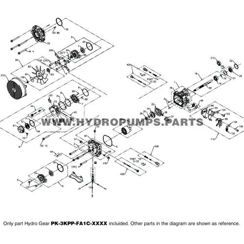 Parts lookup Hydro Gear PK-3KPP-FA1C-XXXX PK Series Hydraulic Pump OEM diagram