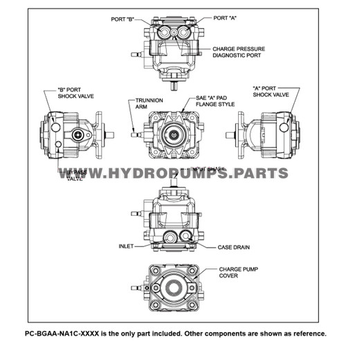 Parts lookup Hydro Gear PC-BGAA-NA1C-XXXX PC Series Pump OEM diagram