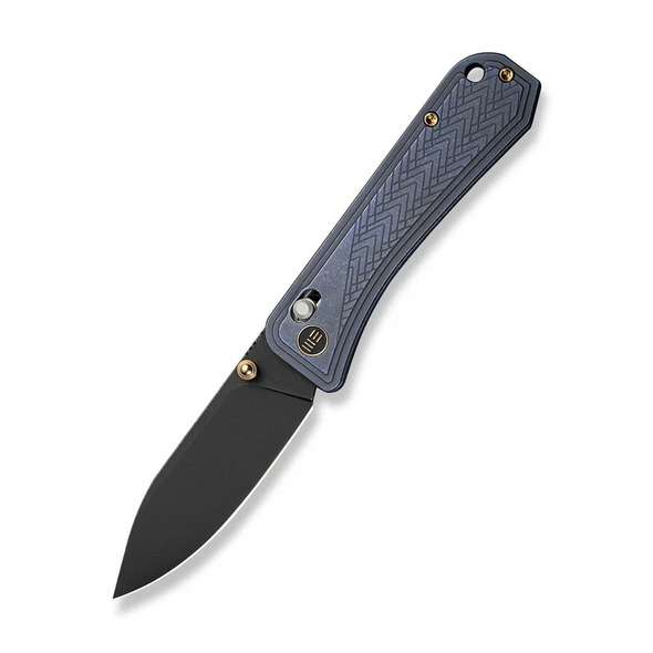 Weknife Bougie Banter Thumb Stud & Crossbar Lock Knife Upscale Art Deco Styling On Blue Titanium Handle (2.91" Black Stonewashed Cpm S45vn Blade) We24009-1
