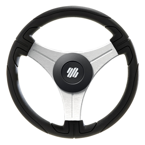 Uflex Ustica 13" Steering Wheel - Black - Polyurethane w/Silver Spokes & X62 Hub