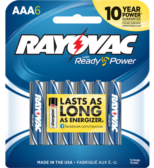 Rayovac Aaa, Ray 824-6f Alk Aaa Card Battery 6pk Rayovac Aaa, Ray 824-6f Alk Aaa Card Battery 6pk