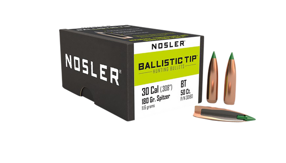 Nosler Ballistic Tip, Nos 30180 Blstc Hnt  30c 180 Sptzr  50