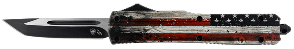 Templar Knife Wood Us Flag, Temp Mwus231  Slim  Wood Us Flag Tanto 440c Blk