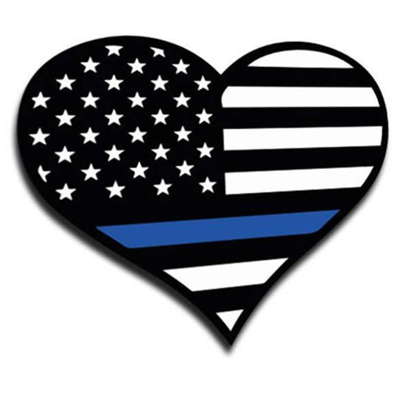 Thin Blue Line Heart Sticker, 4.5 X 4 Inches
