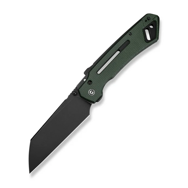 Civivi Buster Fg Thumb Stud & Superlock Knife Green Canvas Micarta Handle (4.2" Black Stonewashed Nitro-v Blade)
