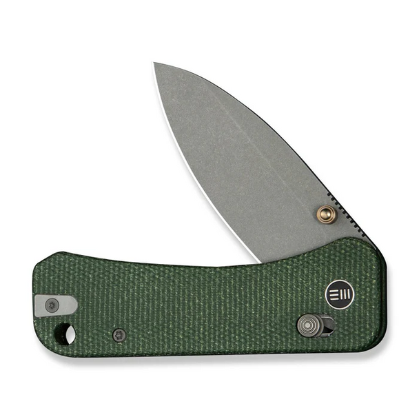 Weknife Banter 2 Thumb Stud & Crossbar Lock Knife Green Canvas Micarta Handle
