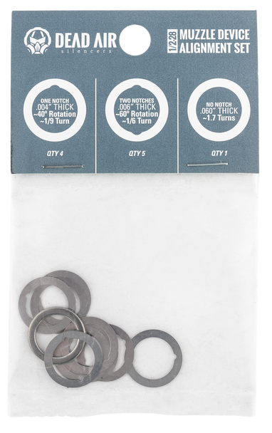 Dead Air Shim Kit, Deadair Da001 1/2-28 Shim Kit