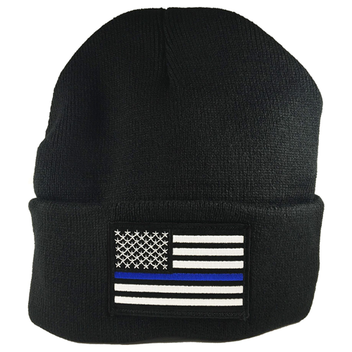 Thin Blue Line Flag Embroidered Beanie - TBL-KBTBLA-AS-TLT