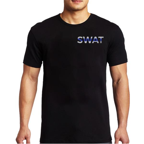 Men's T-shirt - Swat Thin Blue Line - TBL-MEN-SWAT-BLACK-LG