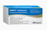 Premium+ Polypropylene Surgical Sutures, Size 4/0, 18" Thread with 16mm 3/8 Circle R/C Needle. Blue. Box of 12.