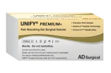 Premium+ Fast Absorbing Gut Surgical Sutures, Size 5/0, 18" Thread with 13mm 3/8 Circle Conventional Cut Needle. Beige. Box of 12.