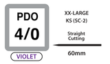 PDO Surgical Sutures, Size 4/0, 30" Thread with 60mm Straight Reverse Cut Needle. Violet. Box of 12.