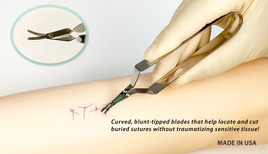 Curved, Blunttipped suture scissors, cut clean and closer, Uniband