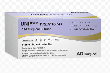 Premium+ PGA Surgical Sutures, Size 3/0, 27" Thread with 19mm 3/8 Circle R/C Needle. Violet. Box of 12.