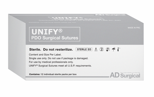 PDO Surgical Sutures, Size 2/0, 30" Thread with 36mm 1/2 Circle Taper Point Needle. Violet. Box of 12.