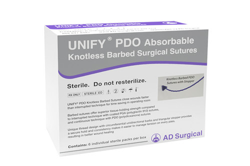 Barbed PDO Surgical Suture, Size 2/0, 18" Thread with 26mm 1/2 Circle Taper Point Needle. Violet. Box of 6.