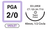 PGA Surgical Sutures, Size 2/0, 30" Thread with 40mm 1/2 Circle Taper Point Needle. Violet. Box of 12. (Expires 2/2026)