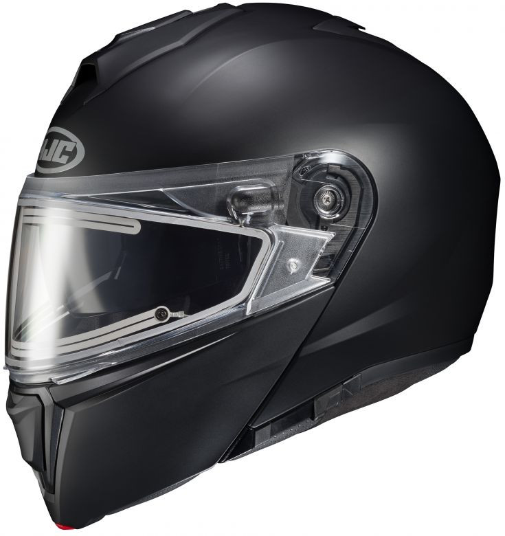 black motorcycle helmet profile pic Low Profile Reversible DOT Polo Helmet / Gloss Black