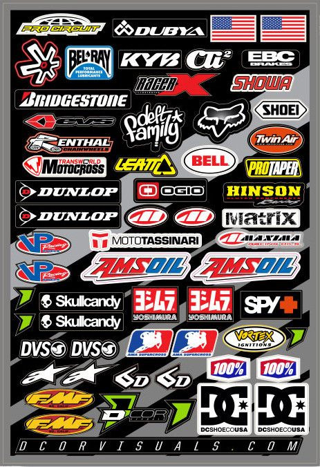 DCor Misc MC Logos Sticker Sheet - Motorcycle Closeouts by Rider ...