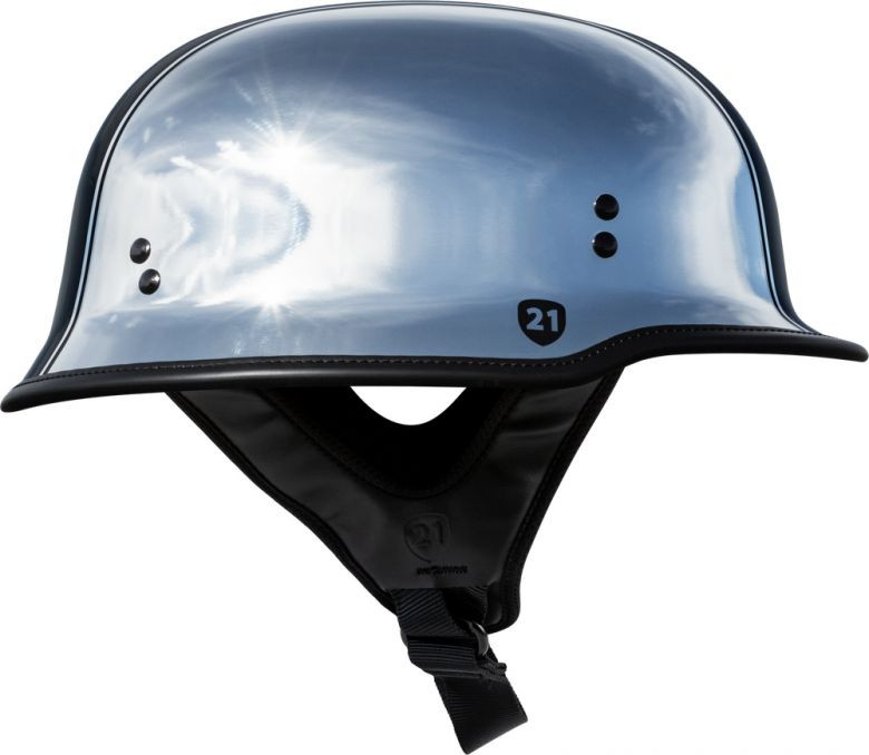Highway 21 9MM German Style Half Helmet Chrome Motorcycle