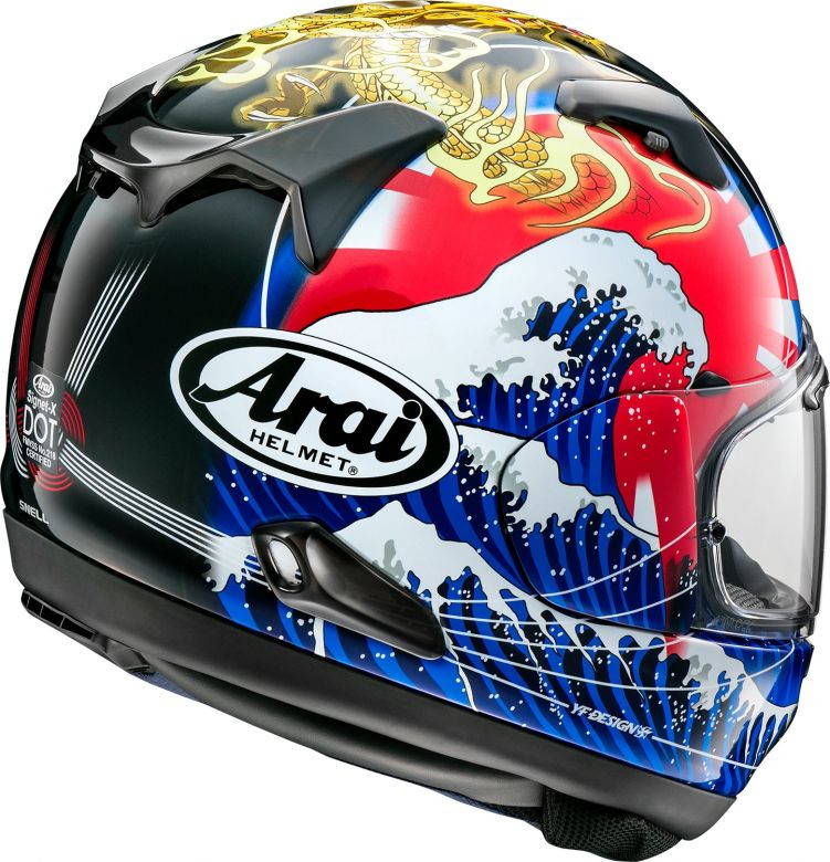 arai axces ii classic star helmet Regent-X Stars & Stripes Dark Top exhaust vent remains open at all times Arai Signet-X Oriental 2 Helmet