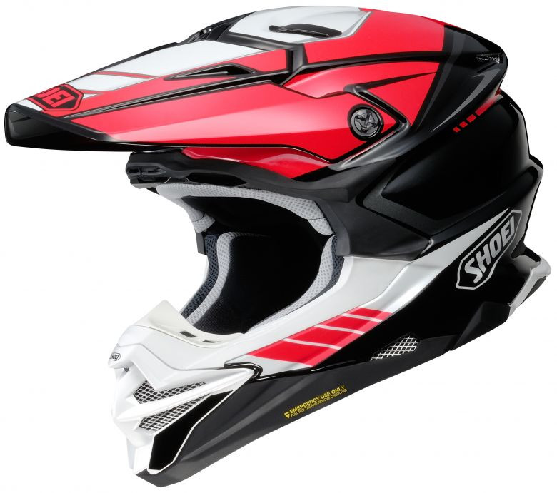2020 shoei mx helmet VFX-EVO Sparkle Offroad strategically engineered to reduce rotational acceleration energy to the head in the event of an accident Shoei - VFX-EVO Jammer Helmet
