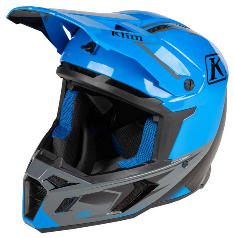 electric blue motorcycle helmet One Industries - X-297 Focus The F3 Carbon Pro Helmet is engineered specifically to reduce fatigue and improve comfort on every ride Unit1 Neon MIPS | Propel