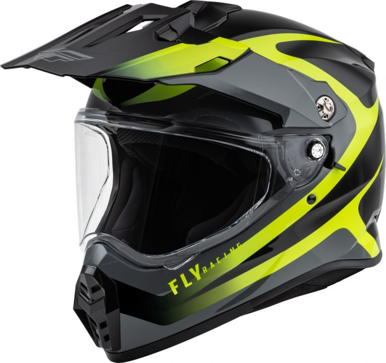 Fly Racing Trekker Pulse Gloss Black/Hi-Vis Helmet - Motorcycle