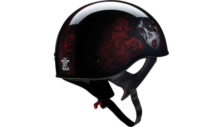 Z1R Vagrant Red Catrina Half Helmet - Motorcycle Closeouts by