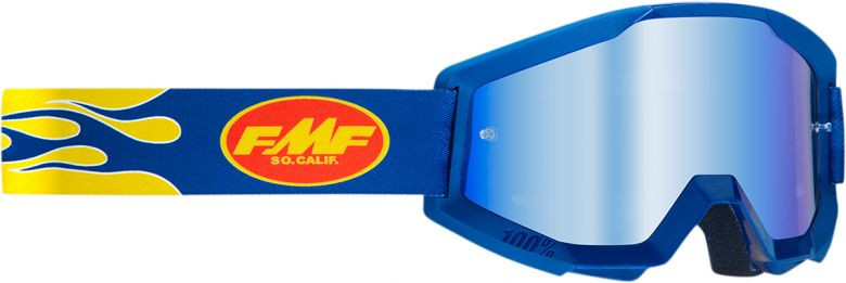FMF PowerCore Flame Navy Mirrored Goggles by 100 Percent