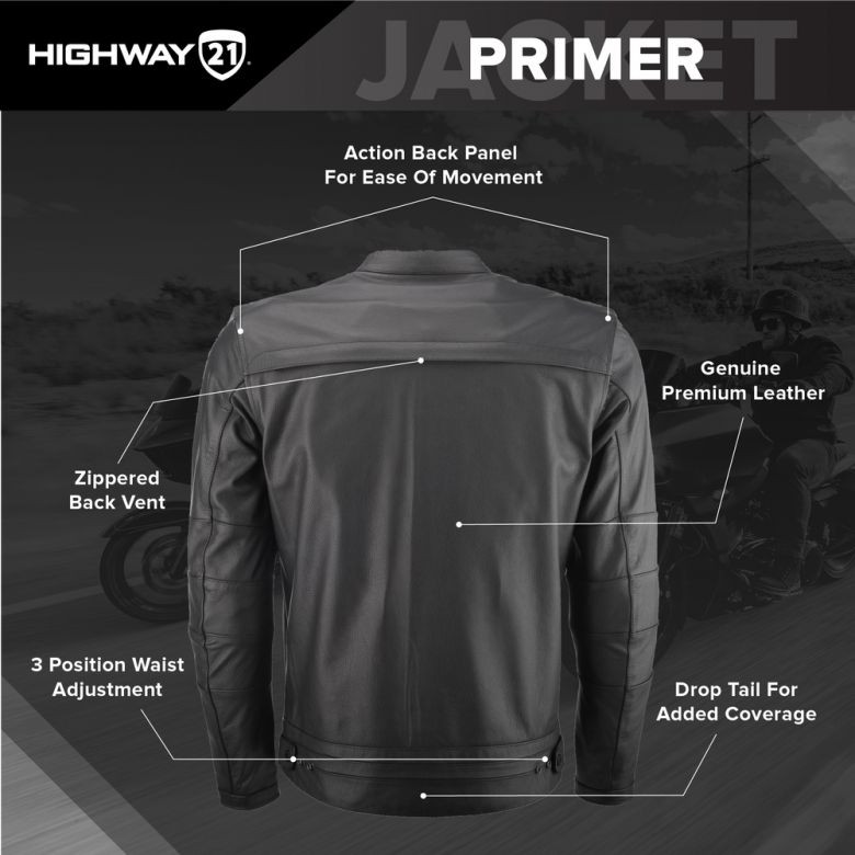 Highway 21 Primer Black Leather Jacket - No Shipping to CA or NY