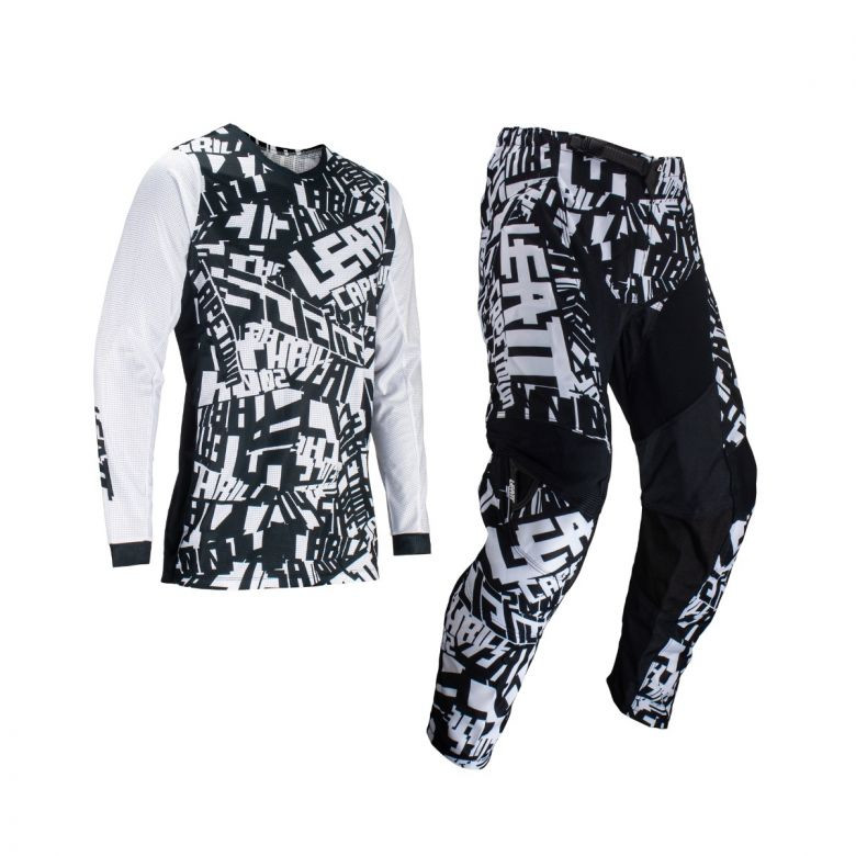 Black&White SPORT 5点セット Leatt Moto 3.5 Ride Kit White Capetown Jersey and Pant Combo
