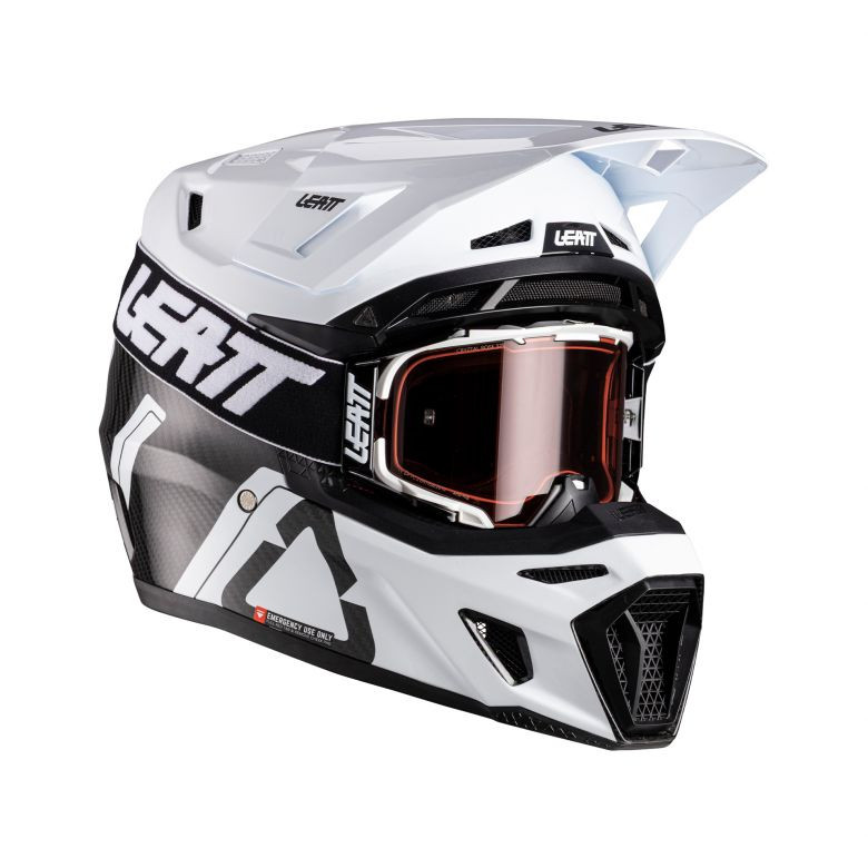 Leatt Moto 9.5 Carbon/White Helmet with 6.5 IRIZ Goggle Kit