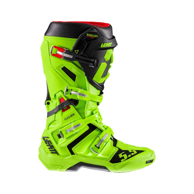 Leatt 5.5 FlexLock Lime Green Boots - Motorcycle Closeouts by