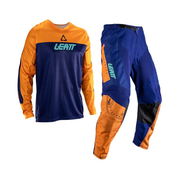 Leatt Moto 3.5 Ride Kit Orange/Navy Jersey and Pant Combo